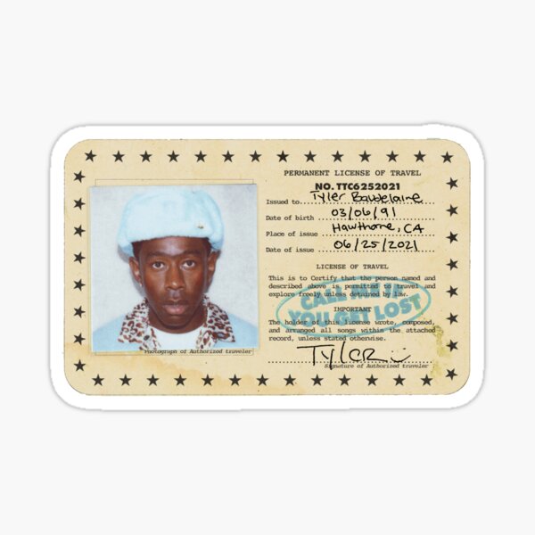 Tyler-License Sticker