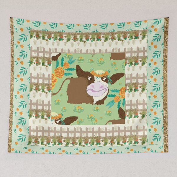 Item preview, Happy Cow Quilt Block- Green designed and sold by CharlotteMakes.