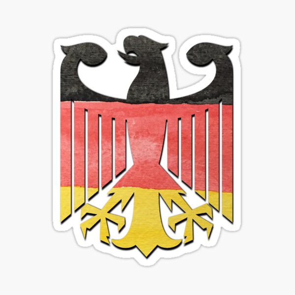 German Eagle Federal Coat of Arms in Germany Flag Water Colors Sticker