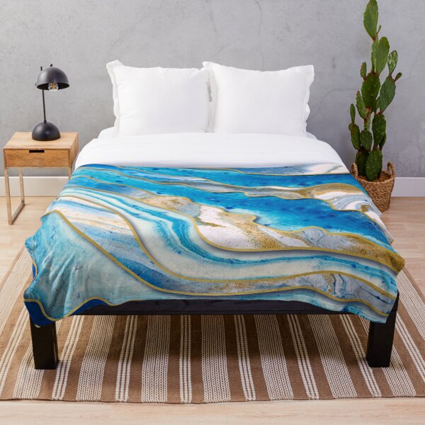 Item preview, Abstract Marbled Watercolors Blue White and Gold designed and sold by Laurasdesign83.
