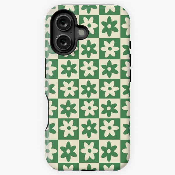 Item preview, Forest Green Floral Checkerboard Print designed and sold by hollylynette.