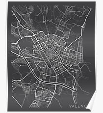 Póster Mapa de Valencia, España - Gris