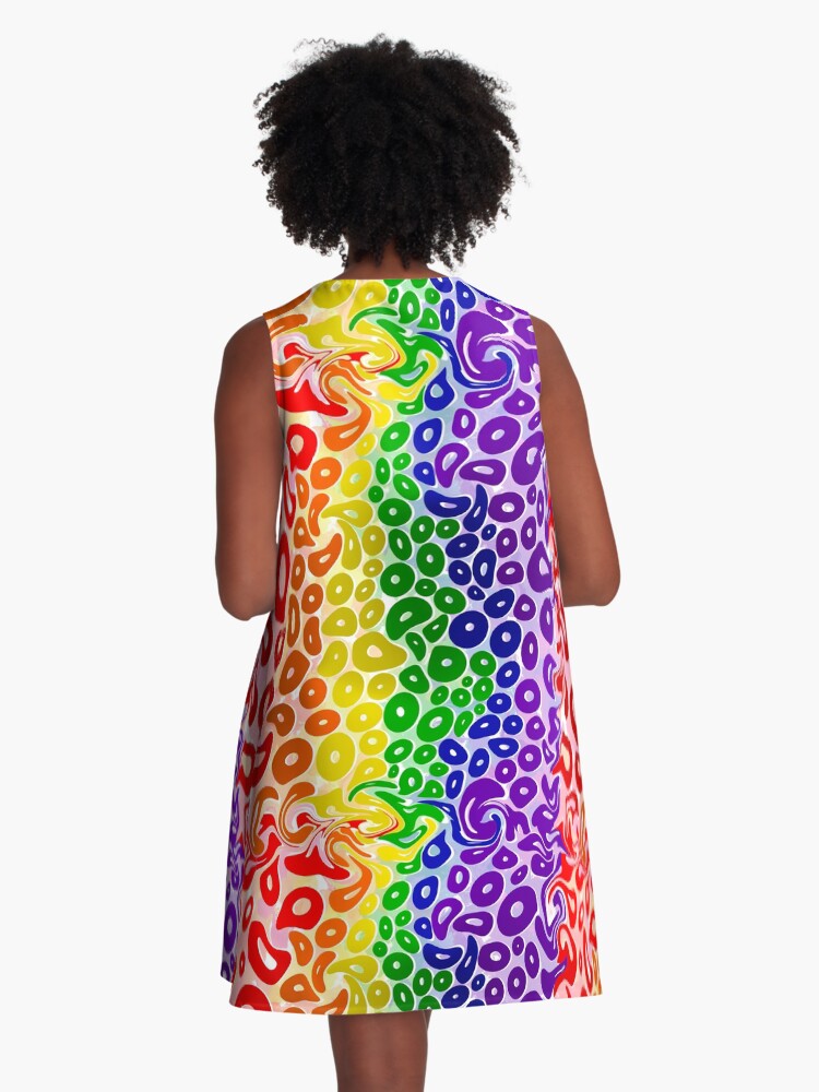 Thumbnail 3 of 4, A-Line Dress, Rainbow Donuts in Rainbow Space designed and sold by ThatsJustJilly.