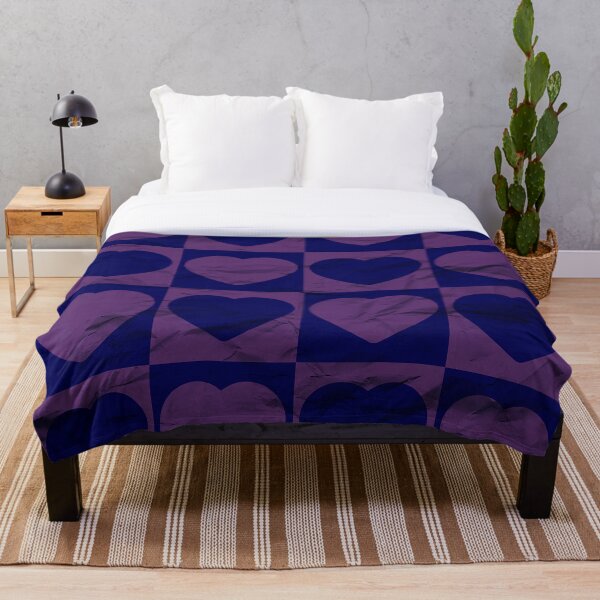 Wrinkled Blue Hearts Throw Blanket