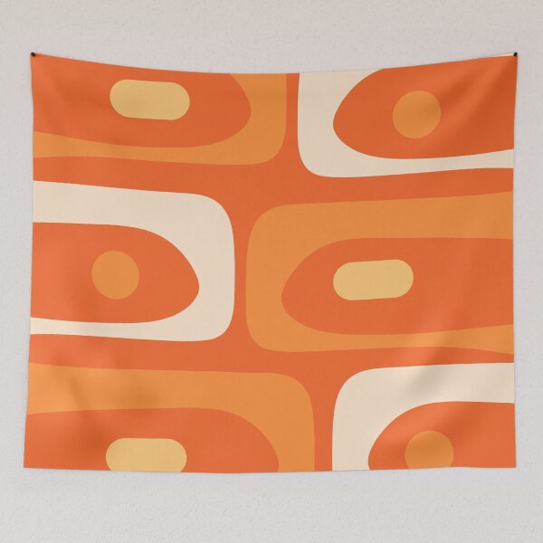 Item preview, Mid Century Modern Piquet Abstract Pattern in Orange Tangerine Yellow Cream designed and sold by kierkegaard.