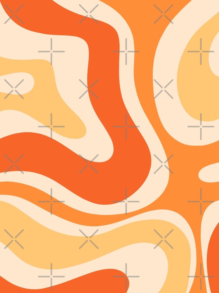 Retro Modern Liquid Swirl Abstract Pattern Square in Orange and Tangerine Tones by kierkegaard