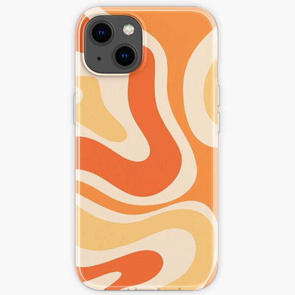 Retro Modern Liquid Swirl Abstract Pattern Square in Orange and Tangerine Tones iPhone Soft Case