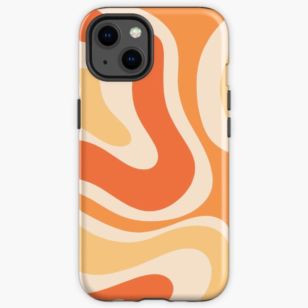 Retro Modern Liquid Swirl Abstract Pattern Square in Orange and Tangerine Tones iPhone Tough Case