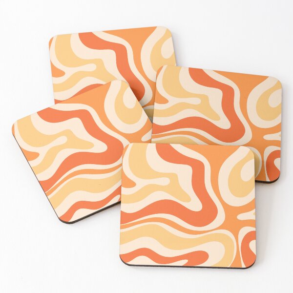 Item preview, Retro Modern Liquid Swirl Abstract Pattern Square in Orange and Tangerine Tones designed and sold by kierkegaard.