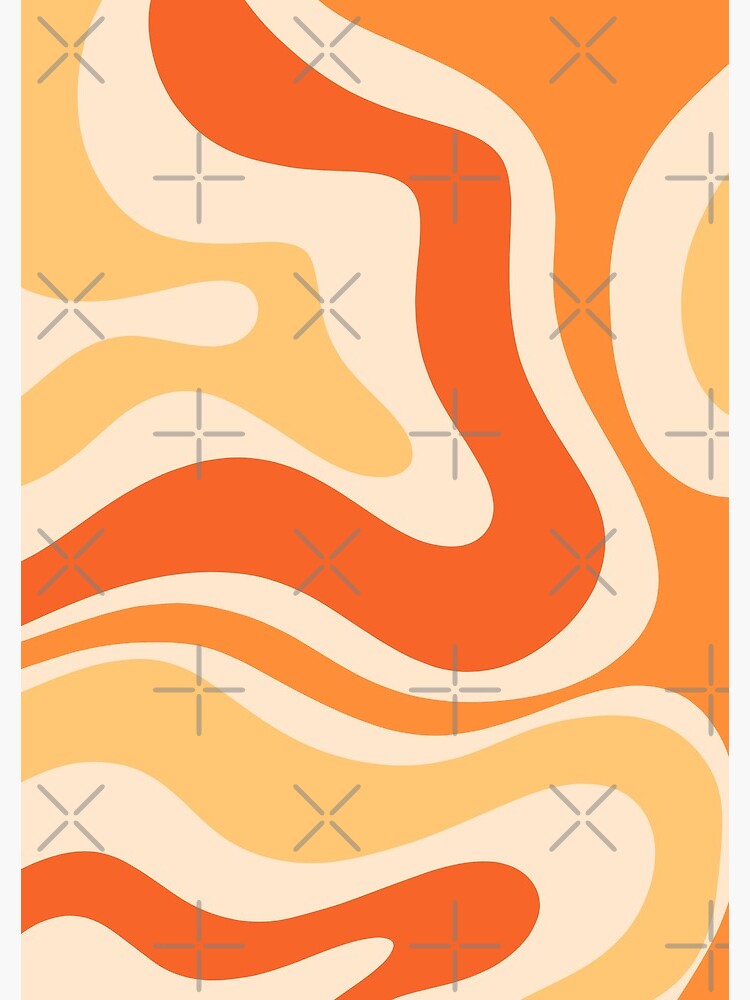 Retro Liquid Swirl Abstract Pattern Square Tangerine Orange Tones