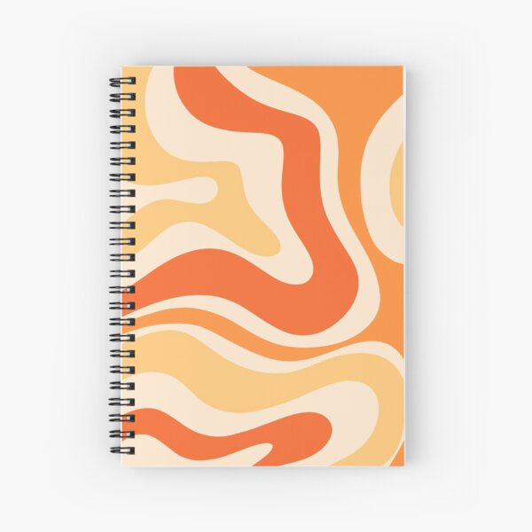 Retro Modern Liquid Swirl Abstract Pattern Square in Orange and Tangerine Tones Spiral Notebook
