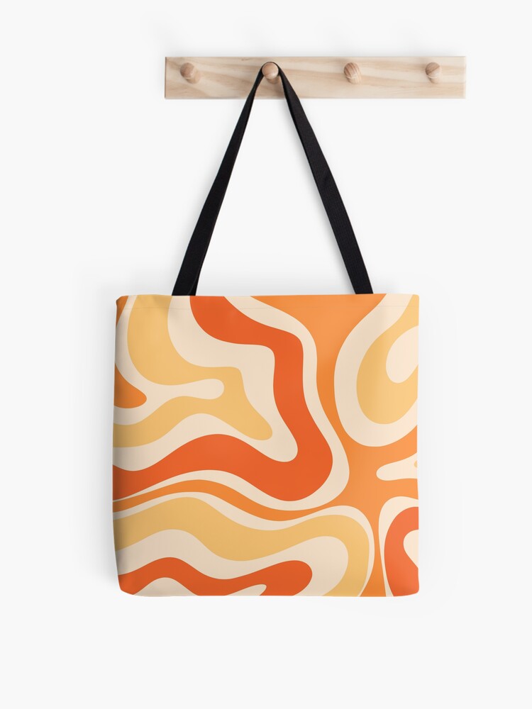 Retro Liquid Swirl Abstract Pattern Square Tangerine Orange Tones