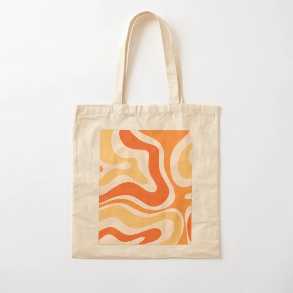 Retro Modern Liquid Swirl Abstract Pattern Square in Orange