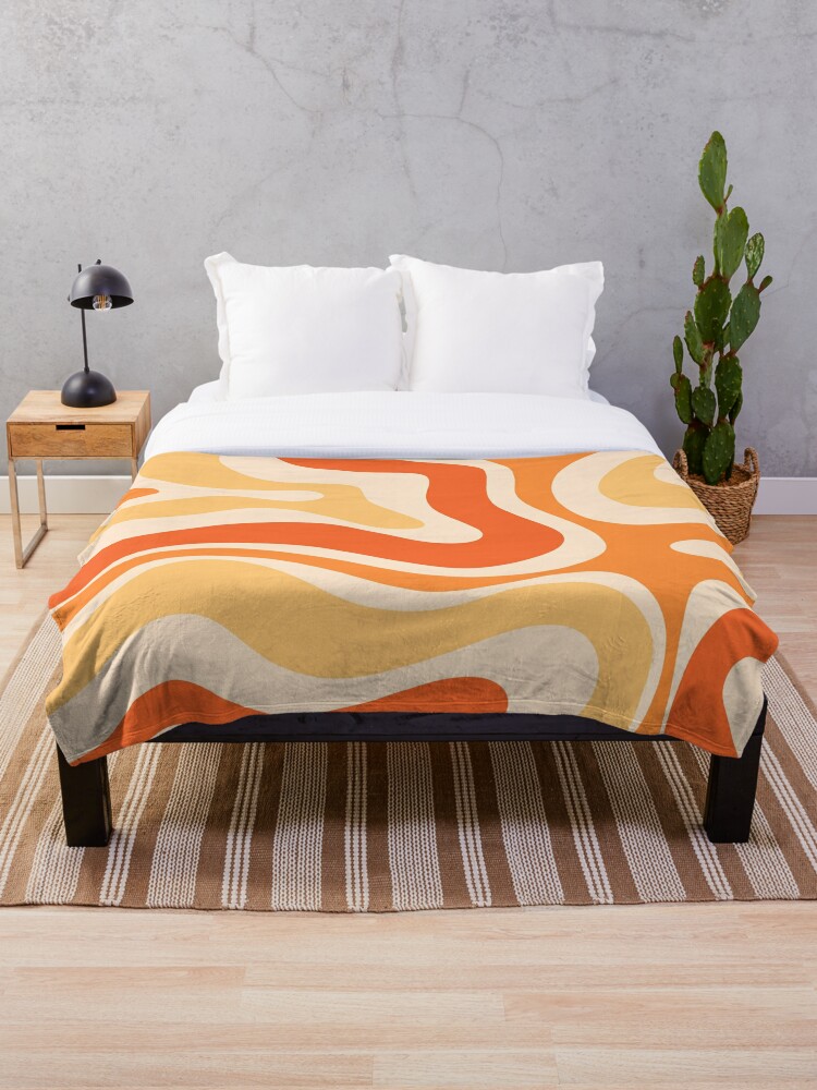 Retro Liquid Swirl Abstract Pattern Square Tangerine Orange Tones