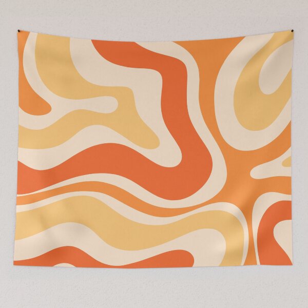 Item preview, Retro Modern Liquid Swirl Abstract Pattern Square in Orange and Tangerine Tones designed and sold by kierkegaard.