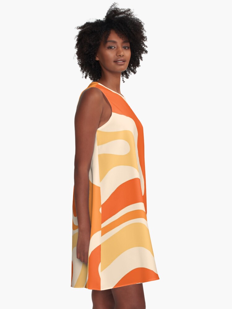 Retro Liquid Swirl Abstract Pattern Square Tangerine Orange Tones