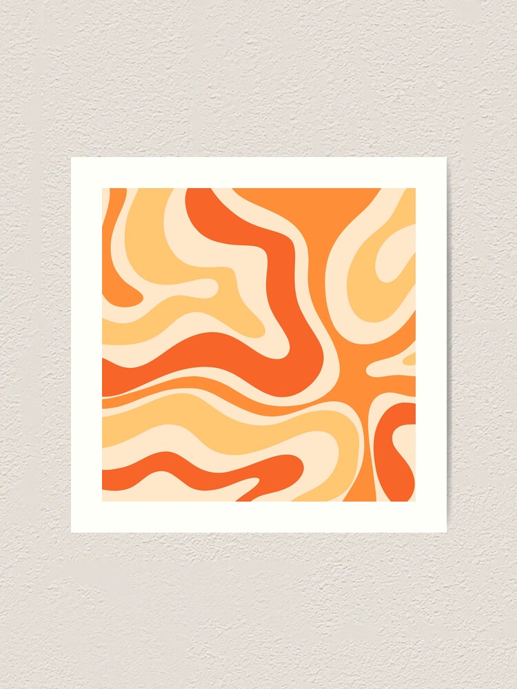 Retro Liquid Swirl Abstract Pattern Square Tangerine Orange Tones