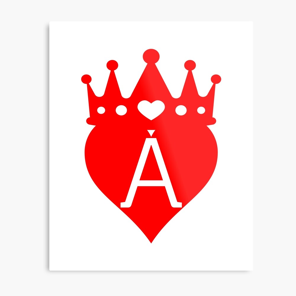 crowned red heart with letter A