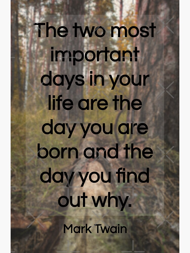Die Zwei Wichtigsten Tage Im Leben Mark Twain "Die zwei wichtigsten Tage in Ihrem Leben sind der Tag, an dem Sie