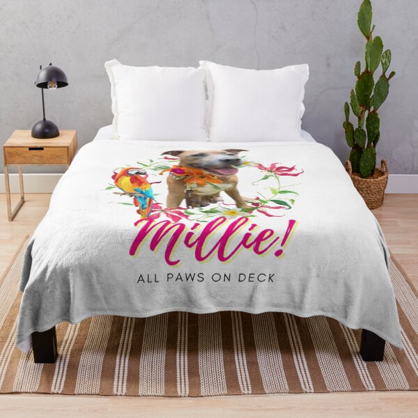 Item preview, Millie and tropical flowers designed and sold by AllPawsonDeck.