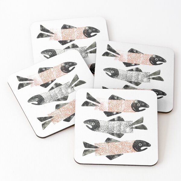 Item preview, Block Printed Salmon designed and sold by cqgdesign.
