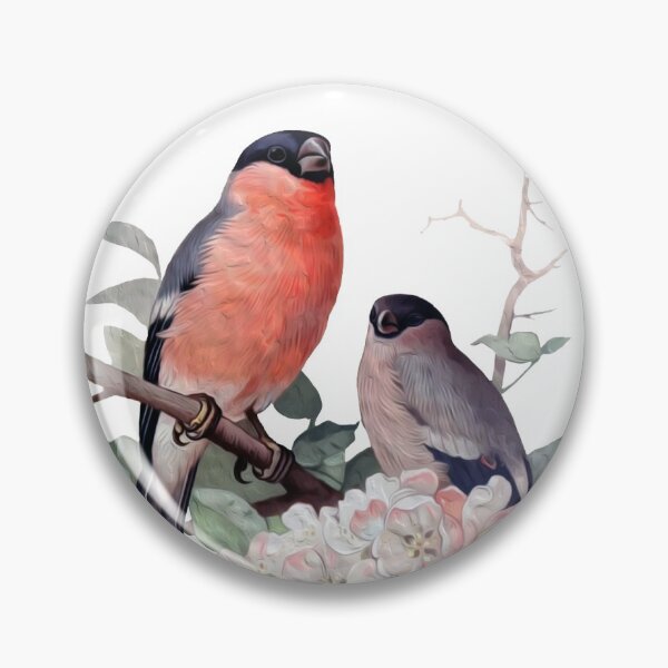Item preview, Pair of Bullfinches Beautiful Vintage Oil Painting designed and sold by VntgDesignCo.