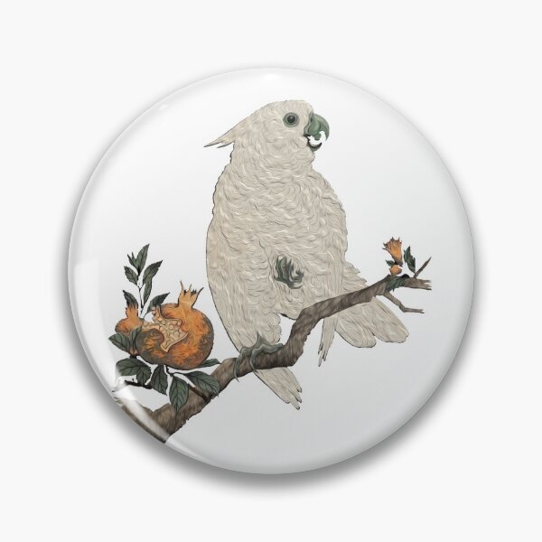 Item preview, Beautiful Vintage White Parakeet Oil Painting designed and sold by VntgDesignCo.