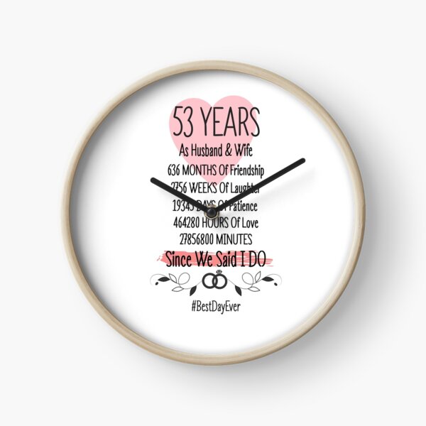 53rd Anniversary Gift for Her & Him Store 53rd Wedding Anniversary Present-Just Married 53 Years Ago Throw Pillow 16x16 Multicolor