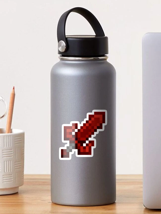 Pixel art mine craft warrior sword hearts Water Bottle by Grenar