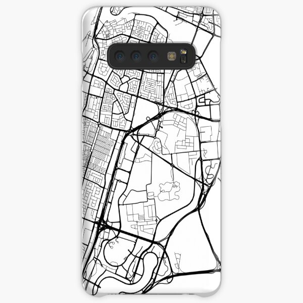 Dubai Map, Vereinigte Arabische Emirate - Schwarz und Weiß Samsung Galaxy Leichte Hülle