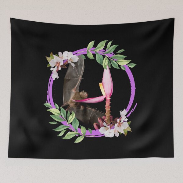 Item preview, Native Bat Pollinating Pink Blossom Colorful Design designed and sold by EarthArtDesigns.