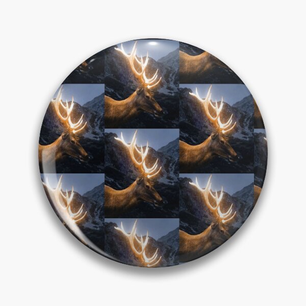 Item preview, a moose having a shiny horns in a snowy night. designed and sold by khangoeva.