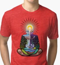 Psychedelic meditating Nature-man Tri-blend T-Shirt