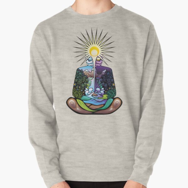Psychedelic meditating Nature-man Pullover Sweatshirt