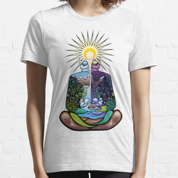 Women's White T-Shirt Mind Yoga Top Buddha Chakra Meditation
