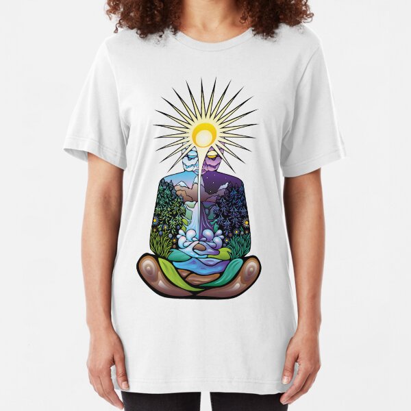 Psychedelic meditating Nature-man Slim Fit T-Shirt