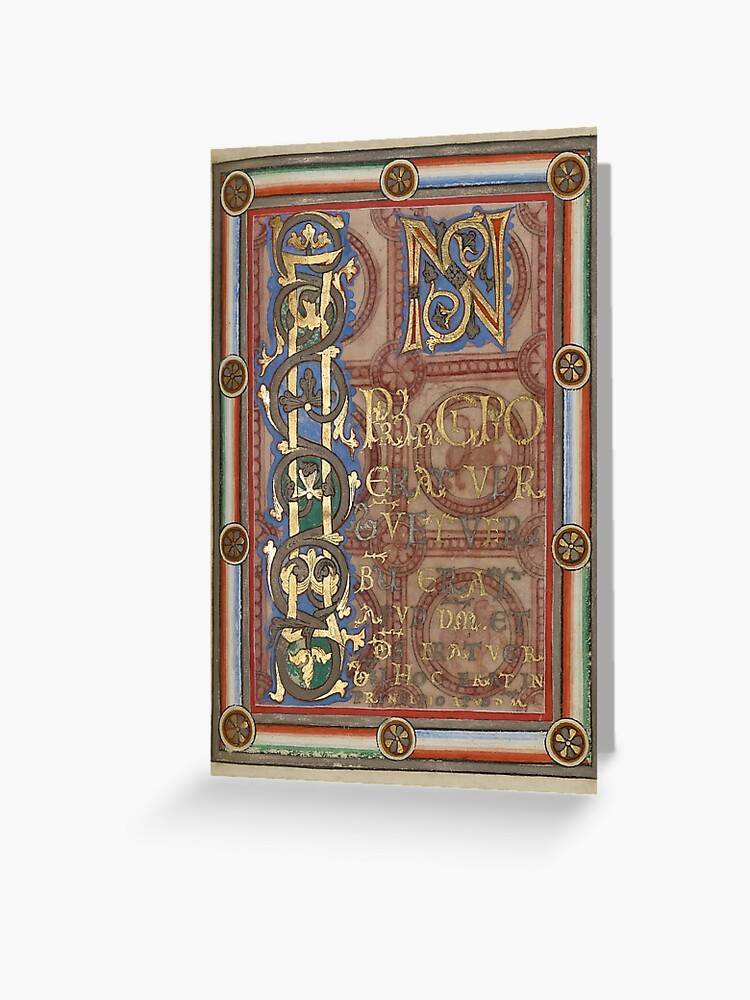 Thumbnail 1 of 2, Greeting Card, Decorated Incipit Page - Opening of Saint John's Gospel (1120 - 1140 AD) designed and sold by SexyCodicology.