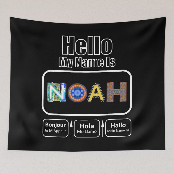 Item preview, Hello My Name Is Noah Nametag For Dark Background designed and sold by artfulnotebook.