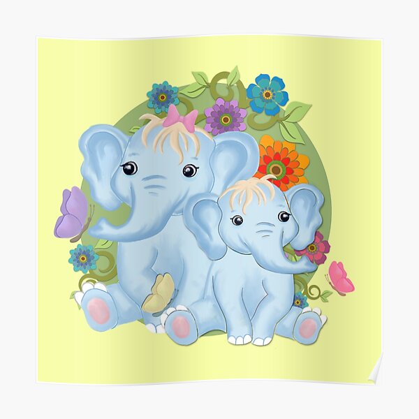 Poster Mutter Und Babys Elefant Redbubble