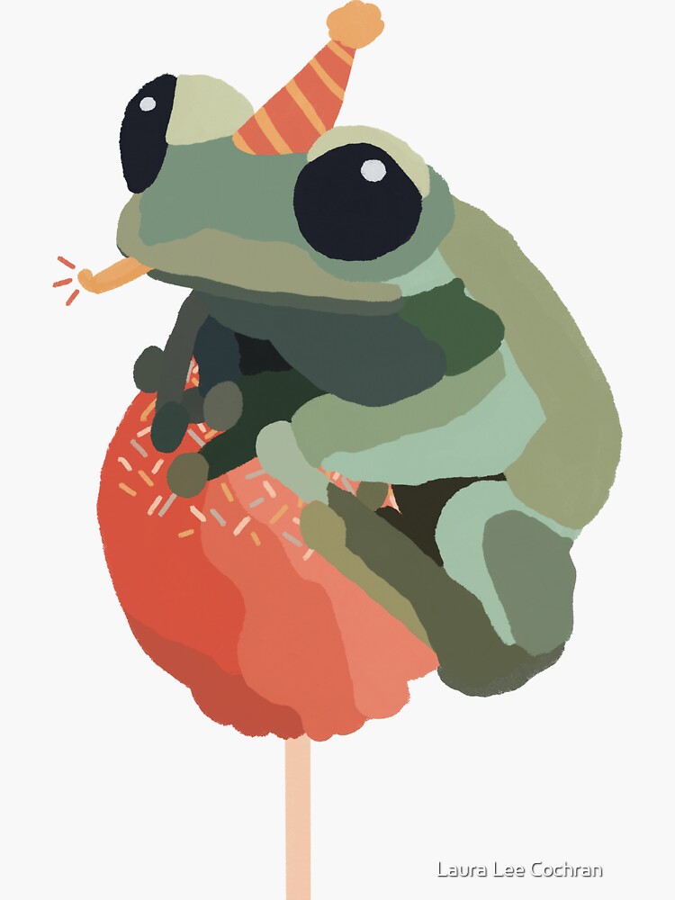 Frog On Cake Pop Sticker for Sale by Laura Lee Cochran