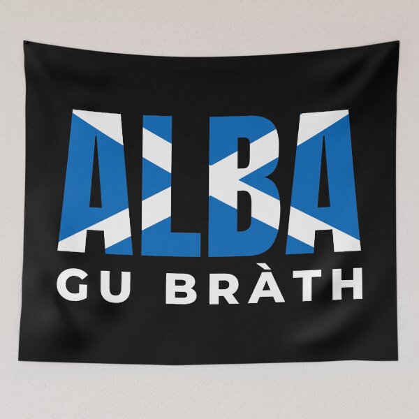 Item preview, Alba gu Bràth - Scotland Forever in Gaidhlig - Scottish Saltire Flag Blue designed and sold by Indy2tees.