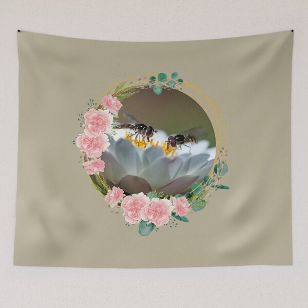 Item preview, Tiny Native Pollinators Collecting Pollen On A Flower Blossom Design designed and sold by EarthArtDesigns.