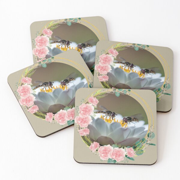 Item preview, Tiny Native Pollinators Collecting Pollen On A Flower Blossom Design designed and sold by EarthArtDesigns.