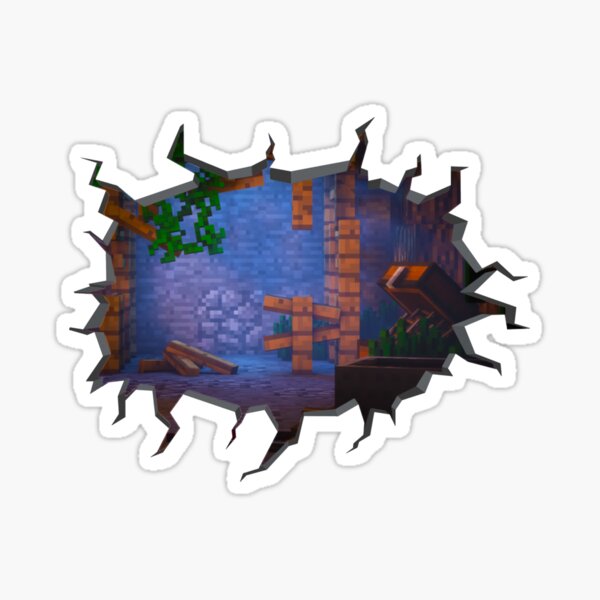 Minecraft 3d Gaming Wall Crack Effect Boss Version Sticker For Sale By Apexartz Redbubble