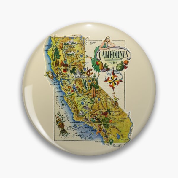 Item preview, Vintage Picture Map California, Retro California  designed and sold by DigitalEffects.