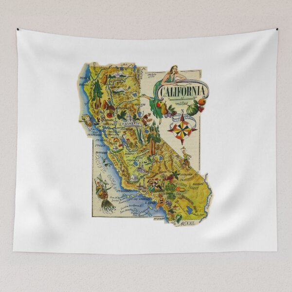 Item preview, Vintage Picture Map California, Retro California  designed and sold by DigitalEffects.