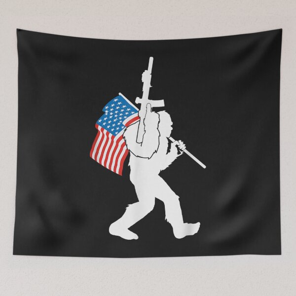 Item preview, Bigfoot American Flag USA 2nd Amendment Bear Arms Sasquatch designed and sold by bar4o3fm.