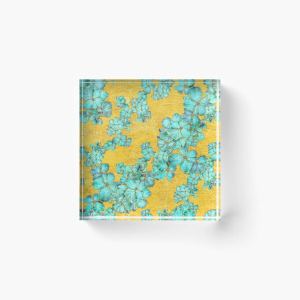 Item preview, Textured teal and gold floral pattern designed and sold by IrinaIkar.