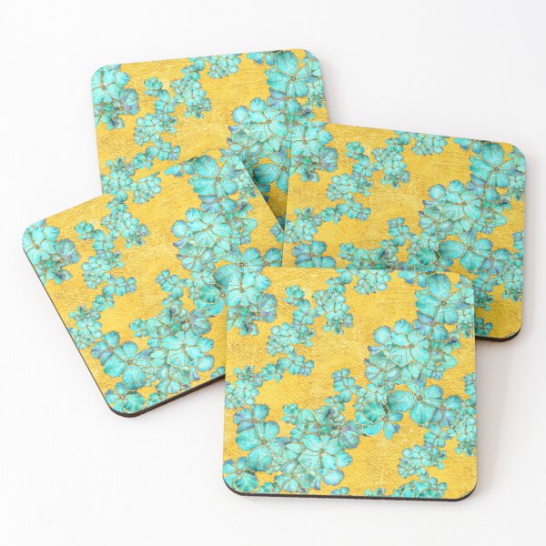 Item preview, Textured teal and gold floral pattern designed and sold by IrinaIkar.
