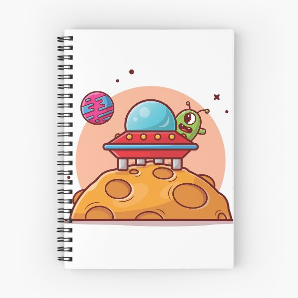 Item preview, Cute Alien UFO Spaceship Landed Moon Cartoon Icon Illustration designed and sold by Peekonet.